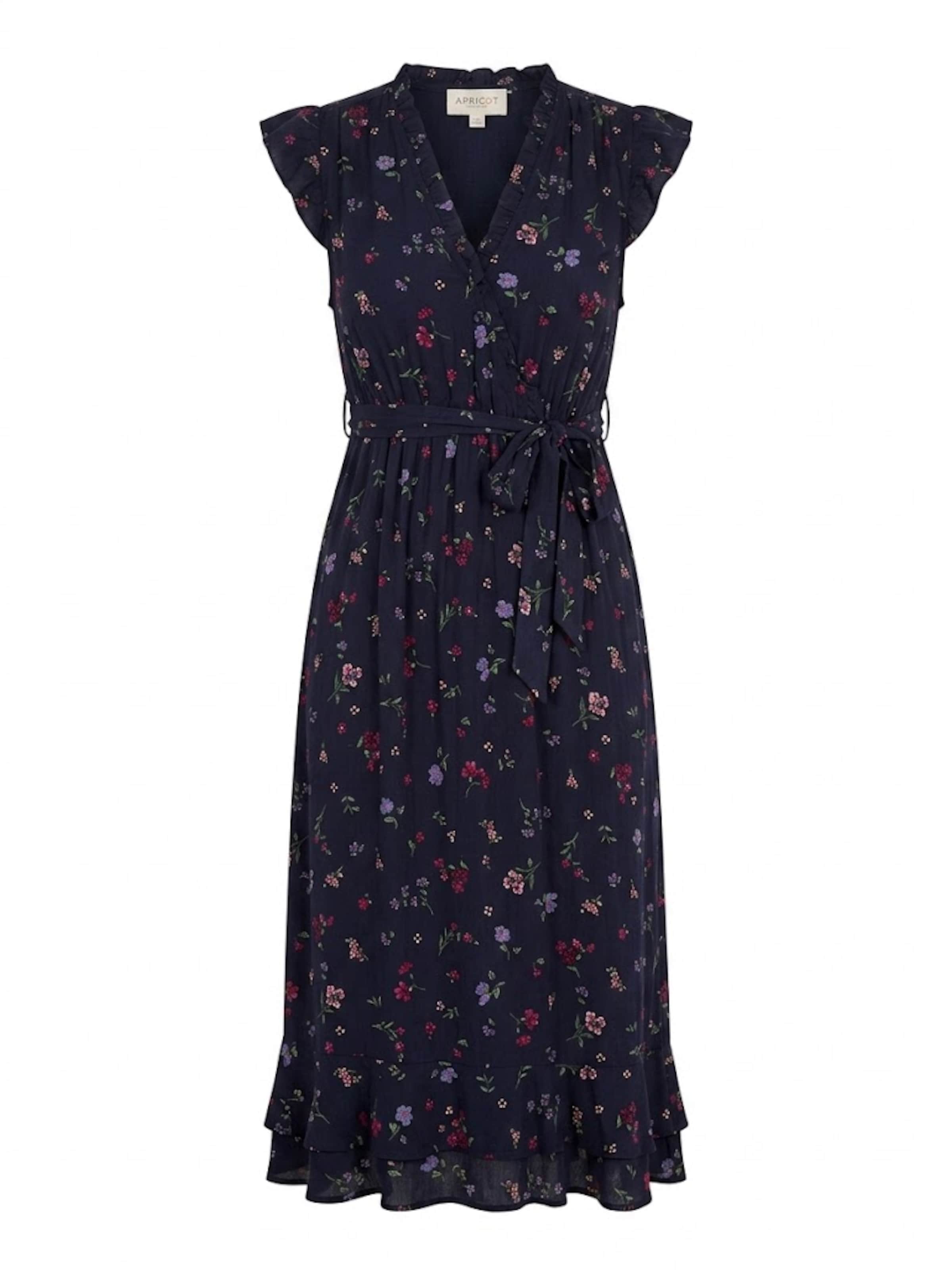 Apricot Ditsy Floral Ruffle Midi Dress ' ' in Blau: Vorderseite