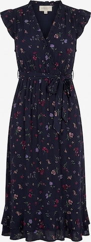 Apricot Ditsy Floral Ruffle Midi Dress ' ' in Blau: Vorderseite