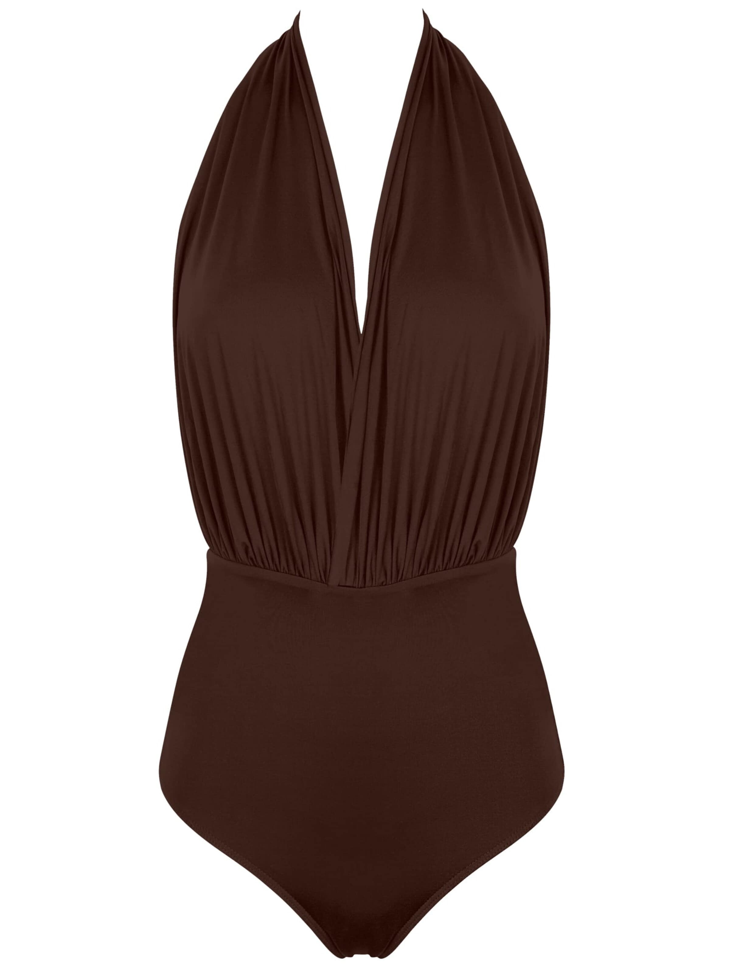 SEA ME SWIM High neck Swimsuit 'ST. TROPEZ' in Brown: front