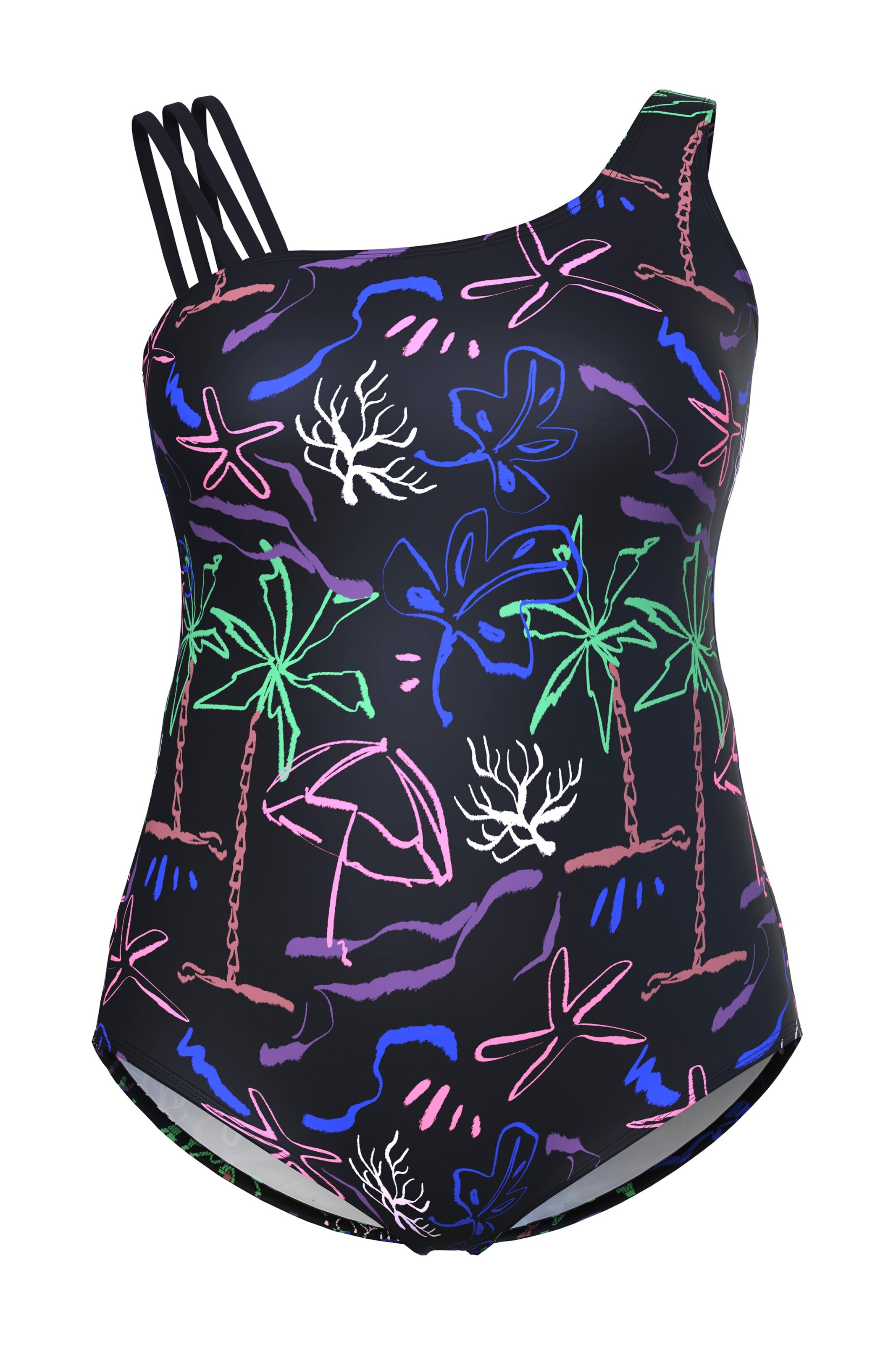 Col haut Maillot de bain Ulla Popken en noir : devant