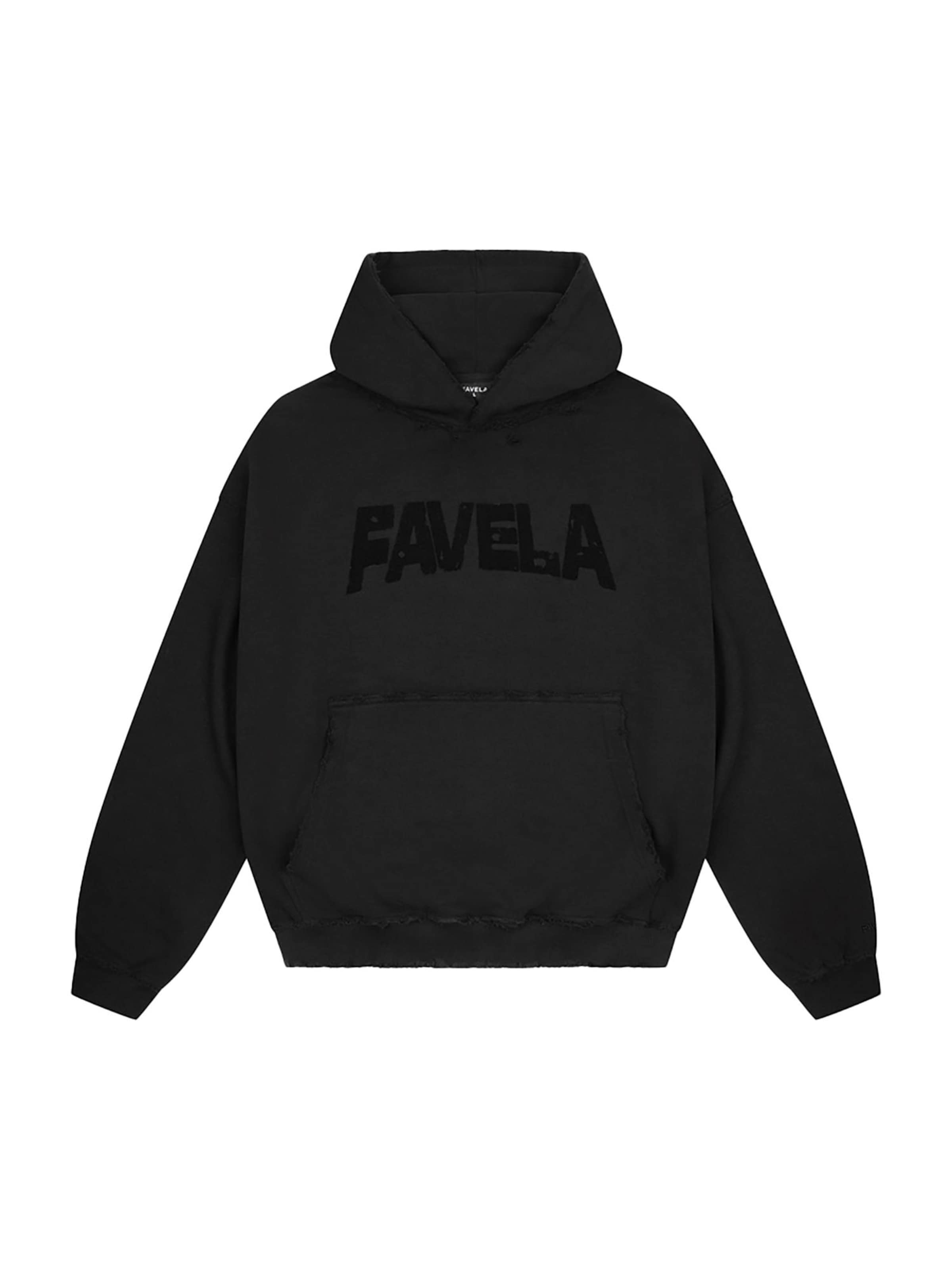 FAVELA Sweatshirt 'Puff Distressed'‌‌‌‌‌ in Schwarz: Vorderseite