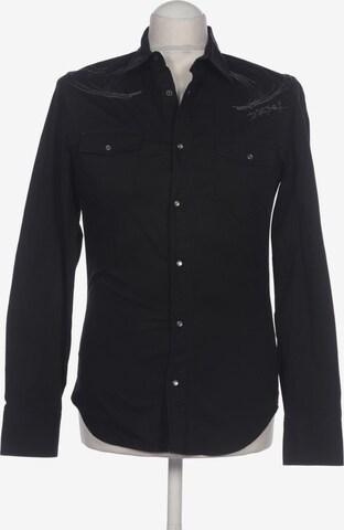 DIESEL Button Up Shirt in S in Black: front