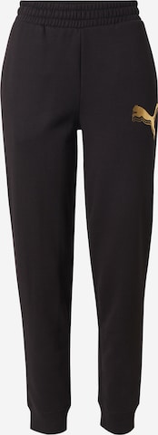 Effilé Pantalon de sport 'ESS' PUMA en noir : devant