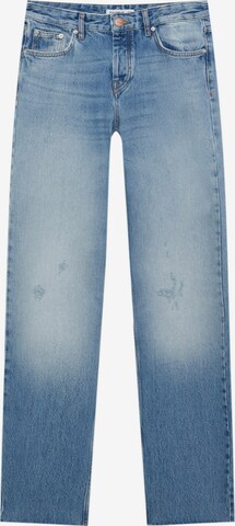 Wide leg Jeans de la Pull&Bear pe albastru: față