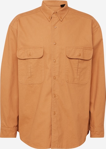 Levi's Skateboarding Button Up Shirt 'SKATE' in Brown: front