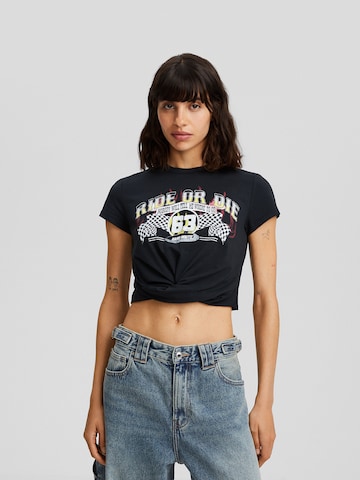 T-shirt Bershka en noir : devant