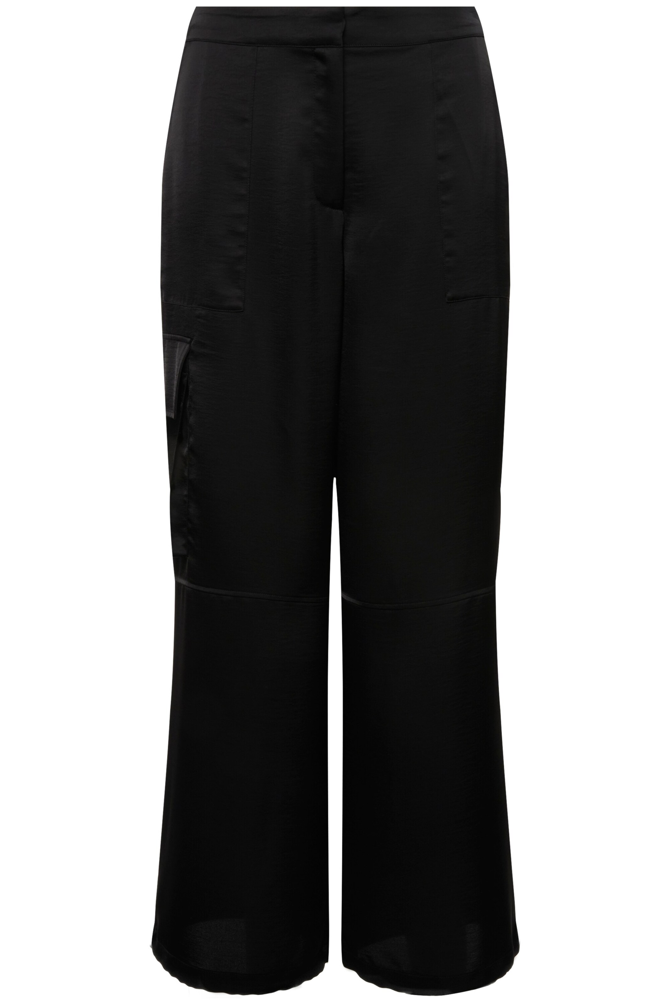 Ulla Popken Regular Cargobroek in Zwart: voorkant