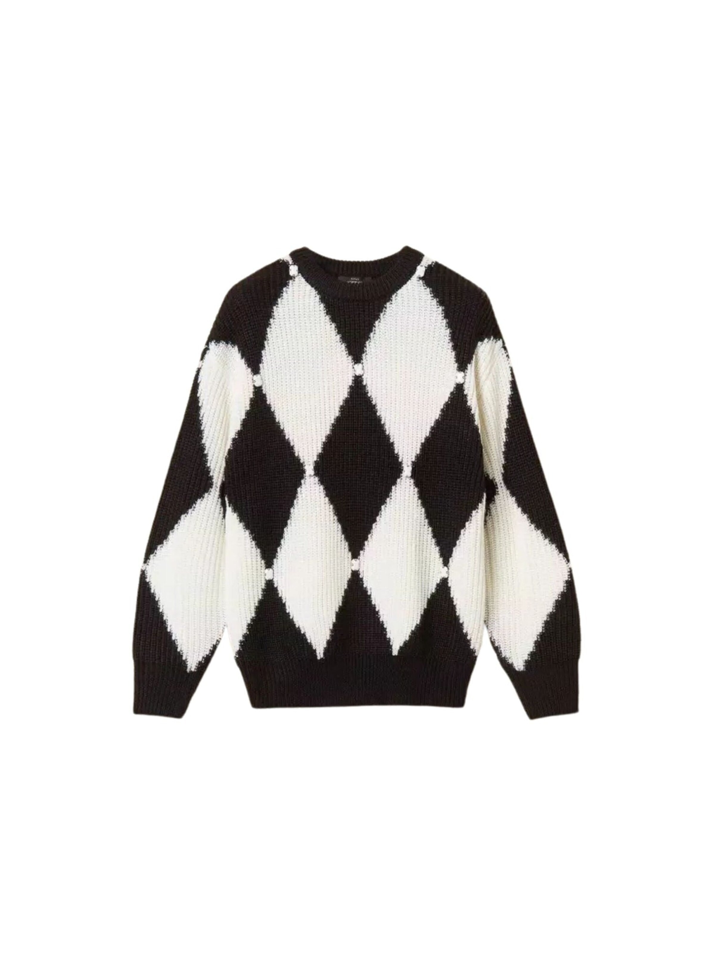 Pull-over 'Argyle Wool Blend Sweater with Embroidery' Twinset en blanc : devant