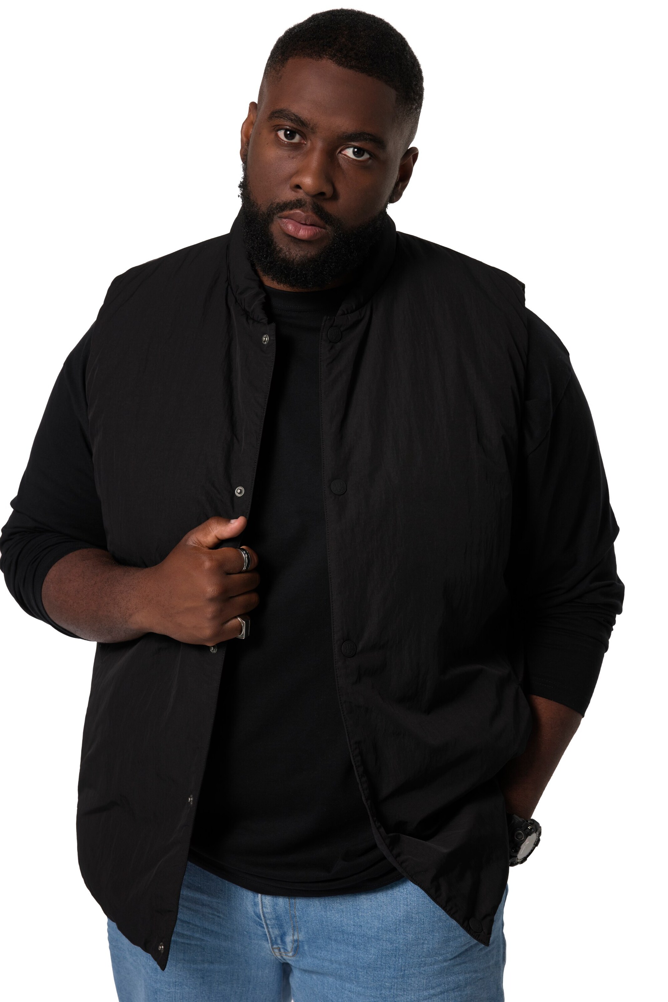 STHUGE Weste in Schwarz: Vorderseite