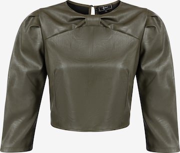 Camicia da donna di faina in verde: frontale
