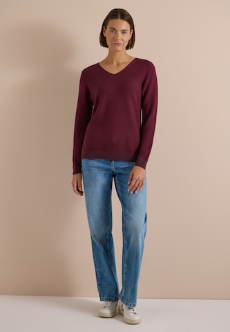 CECIL Pullover im Two-Tone-Look mit V-Neck in Rot
