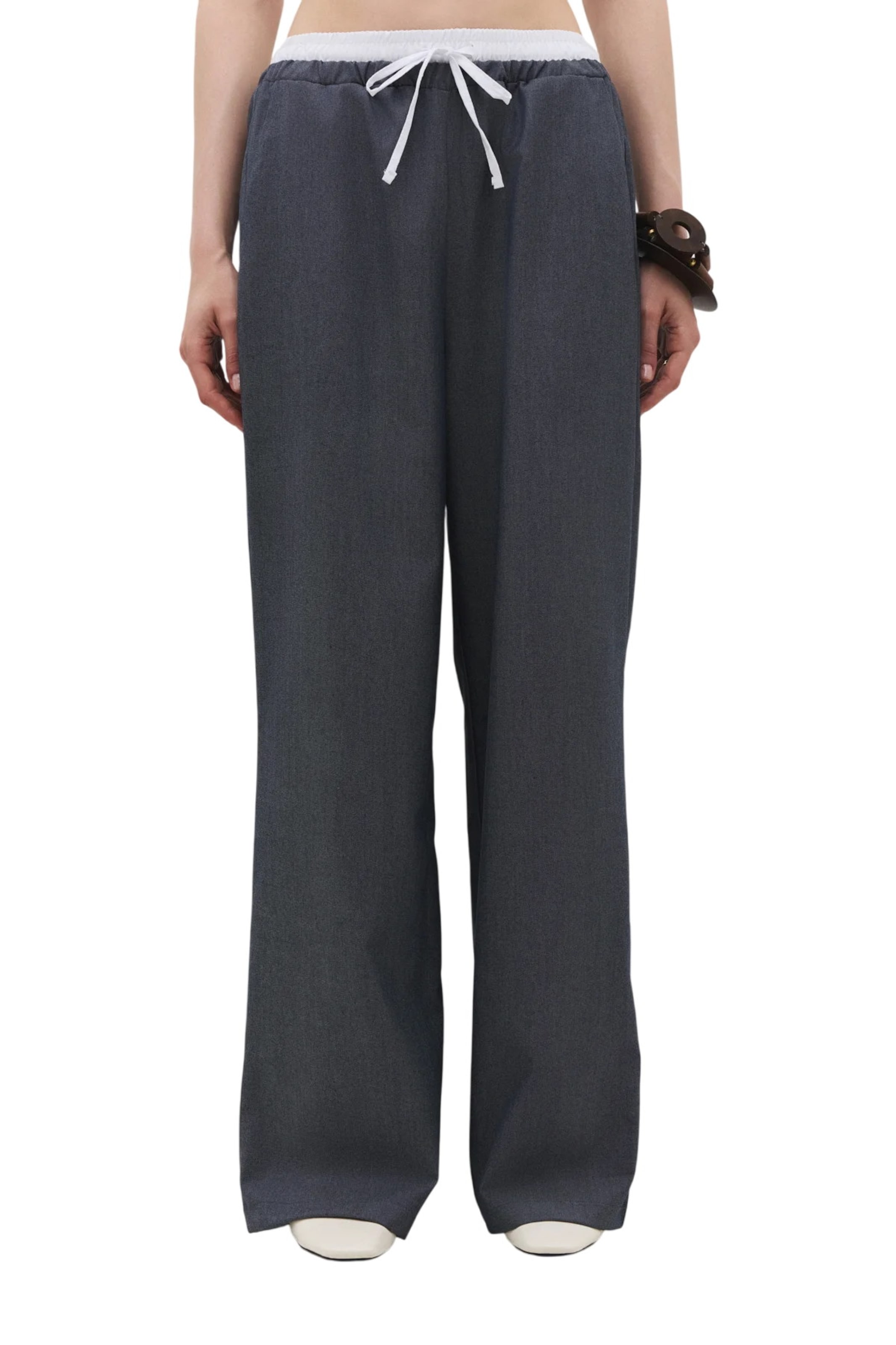 No Matter What Wide Leg Hose in Grau: Vorderseite