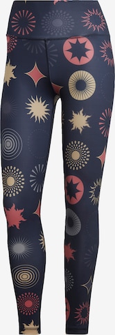 Skinny Pantalon de sport 'Optime Printed ' ADIDAS PERFORMANCE en bleu : devant