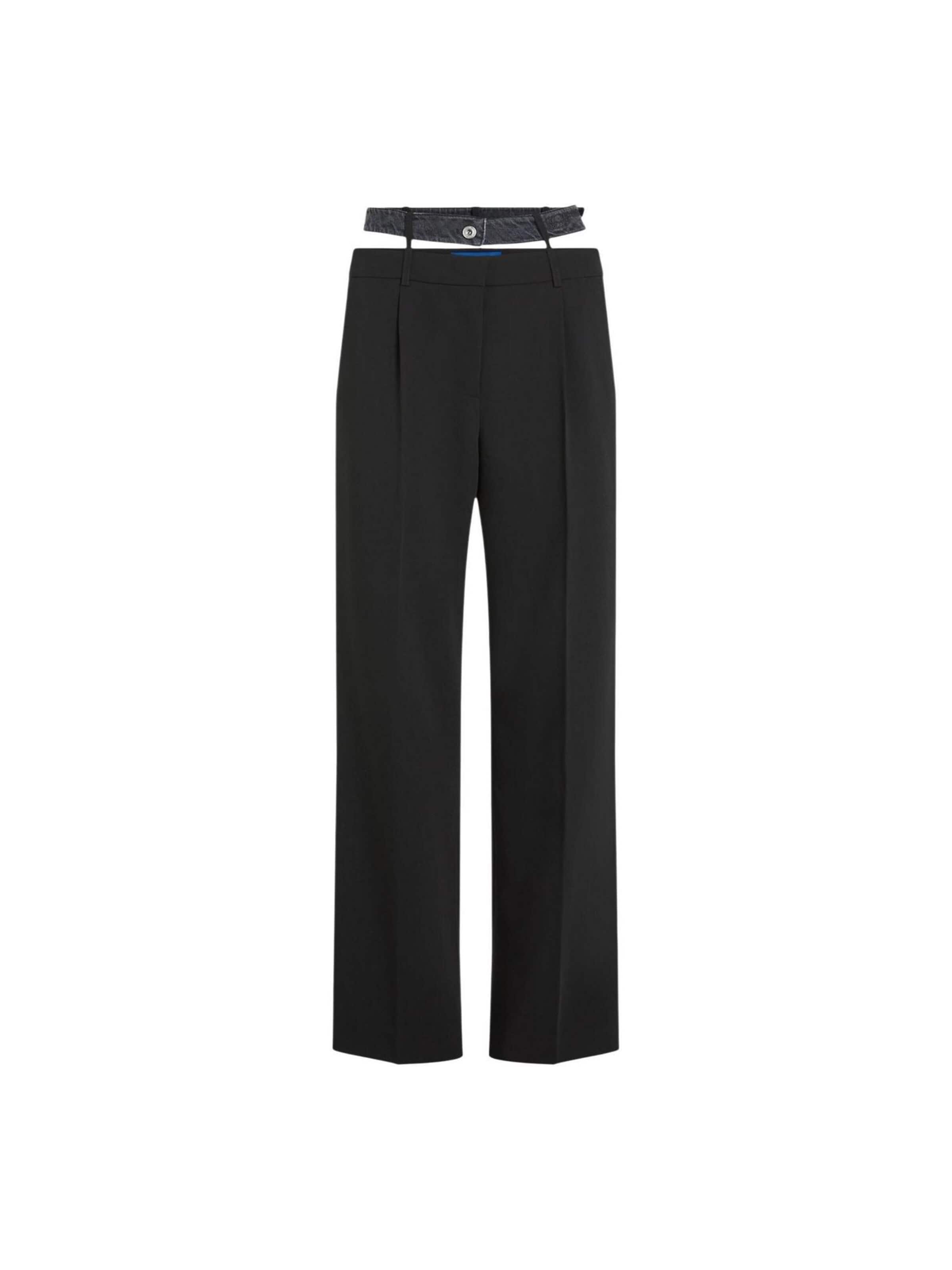 KARL LAGERFELD JEANS Wide leg Byxa 'KLJ Mixed Material Pant B1W10085' i svart: framsida