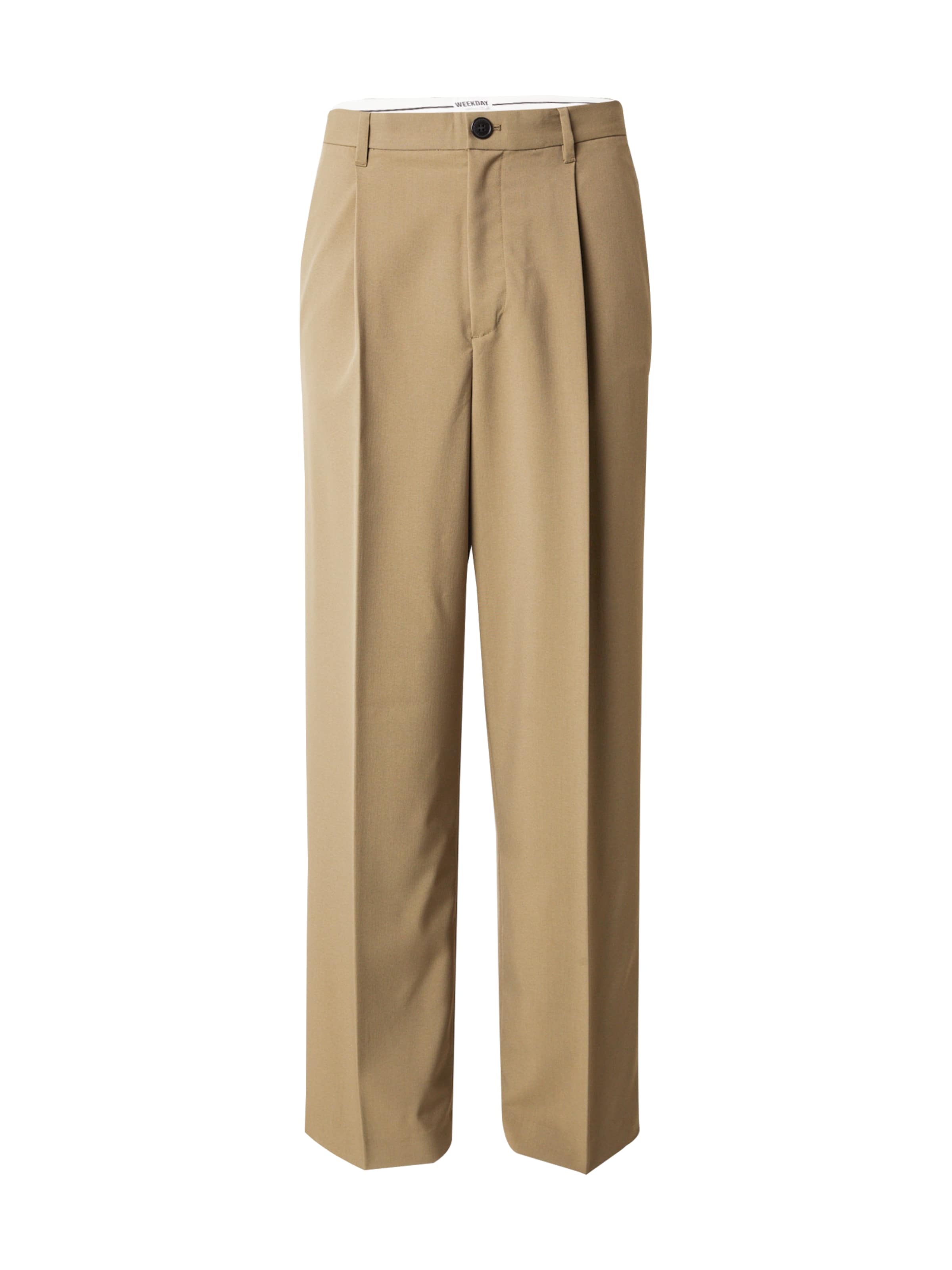 WEEKDAY Loosefit Παντελόνι με τσάκιση 'Uno' σε πράσινο: μπροστά