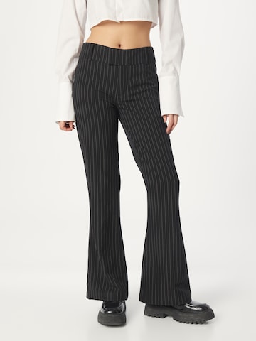 Gina Tricot Flared Trousers in Black: front