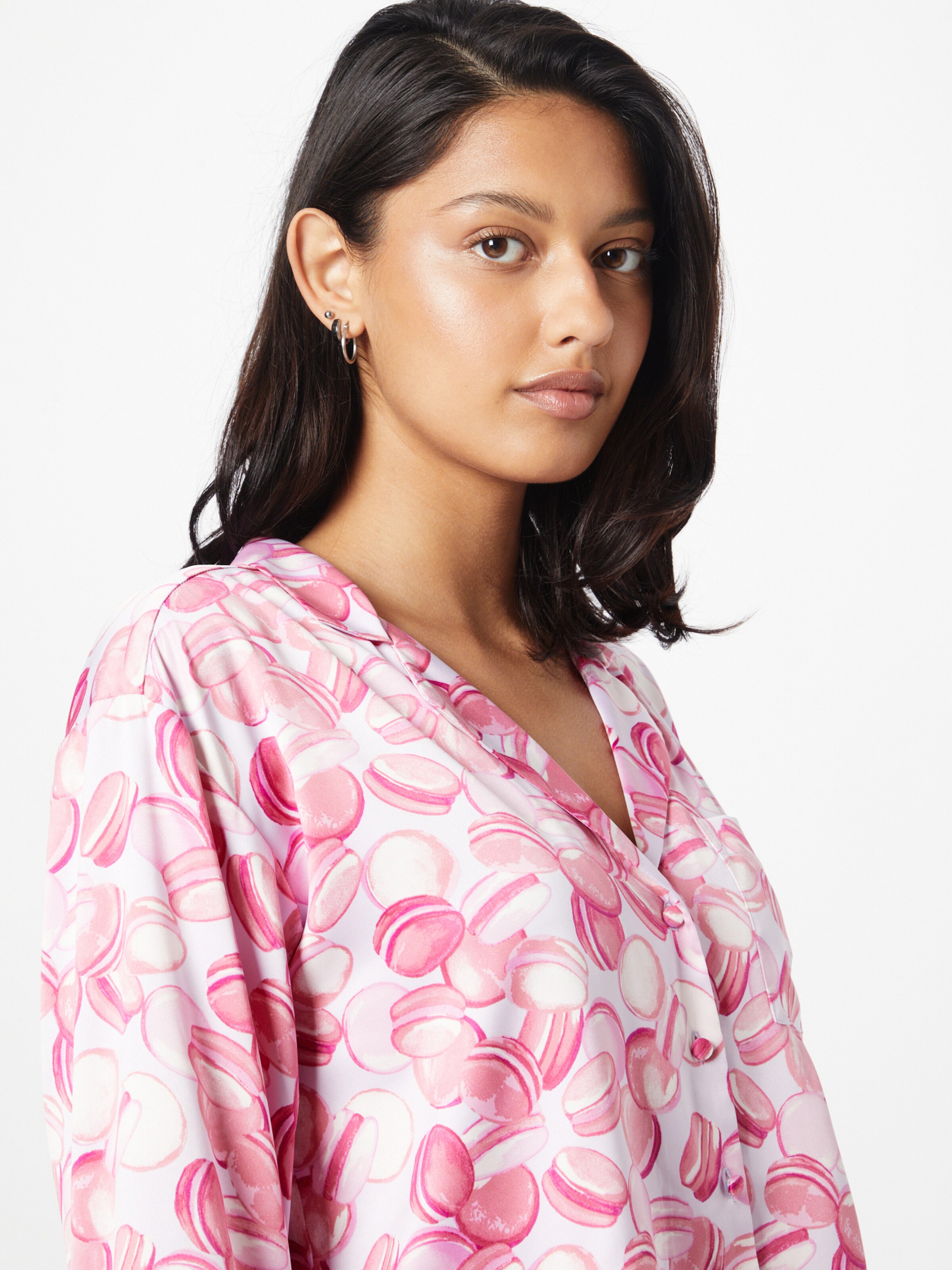 Hunkemoller Pajama Shirt Macaron in White ABOUT YOU
