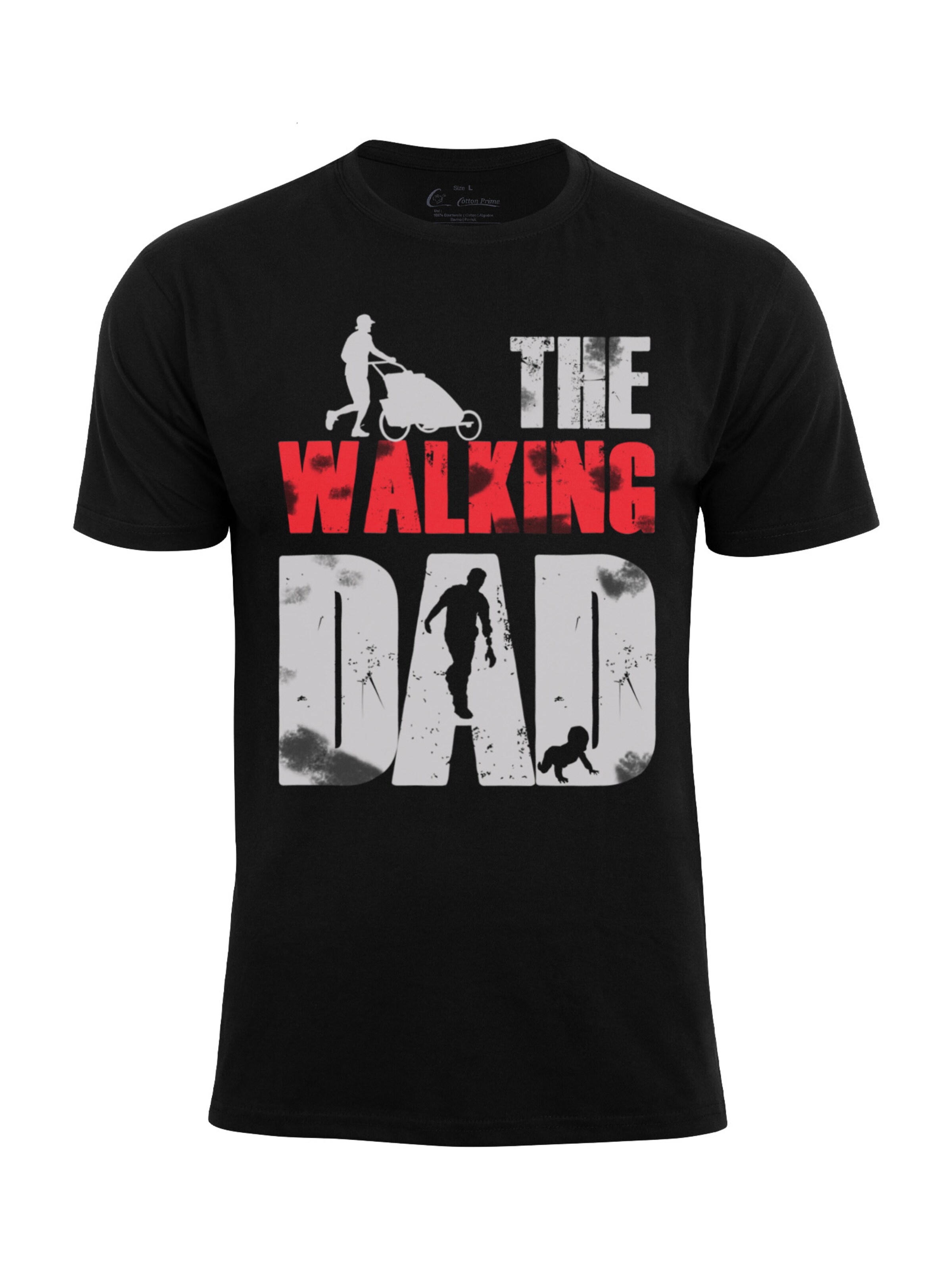 Cotton Prime T-Shirt 'The Walking Dad' in Schwarz: Vorderseite