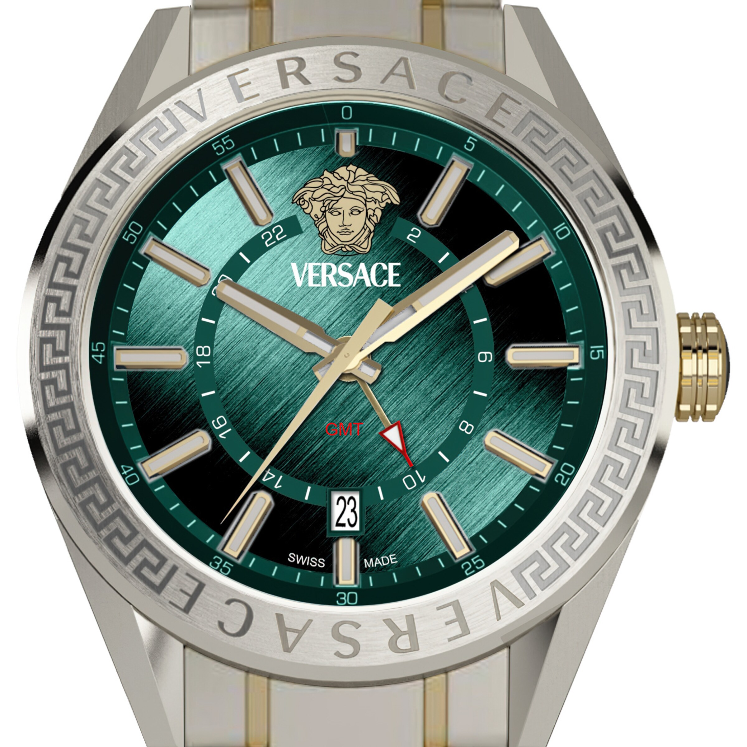 VERSACE Analoguhr 'V-Code GMT' in Silber
