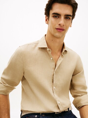 TOMMY HILFIGER Slim fit Zakelijk overhemd 'New York' in Beige