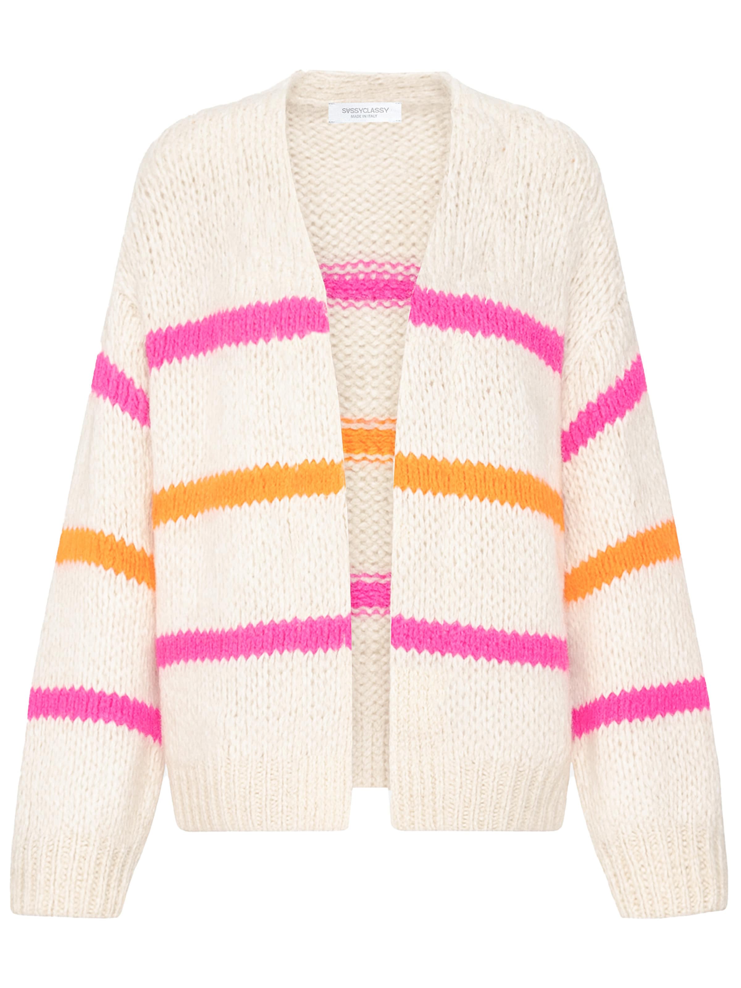 SASSYCLASSY Oversizestrickjacke‌‌‌ in Weiß: Vorderseite