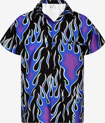 King Kameha Shirt 'Flames Wild' in Lila: Vorderseite