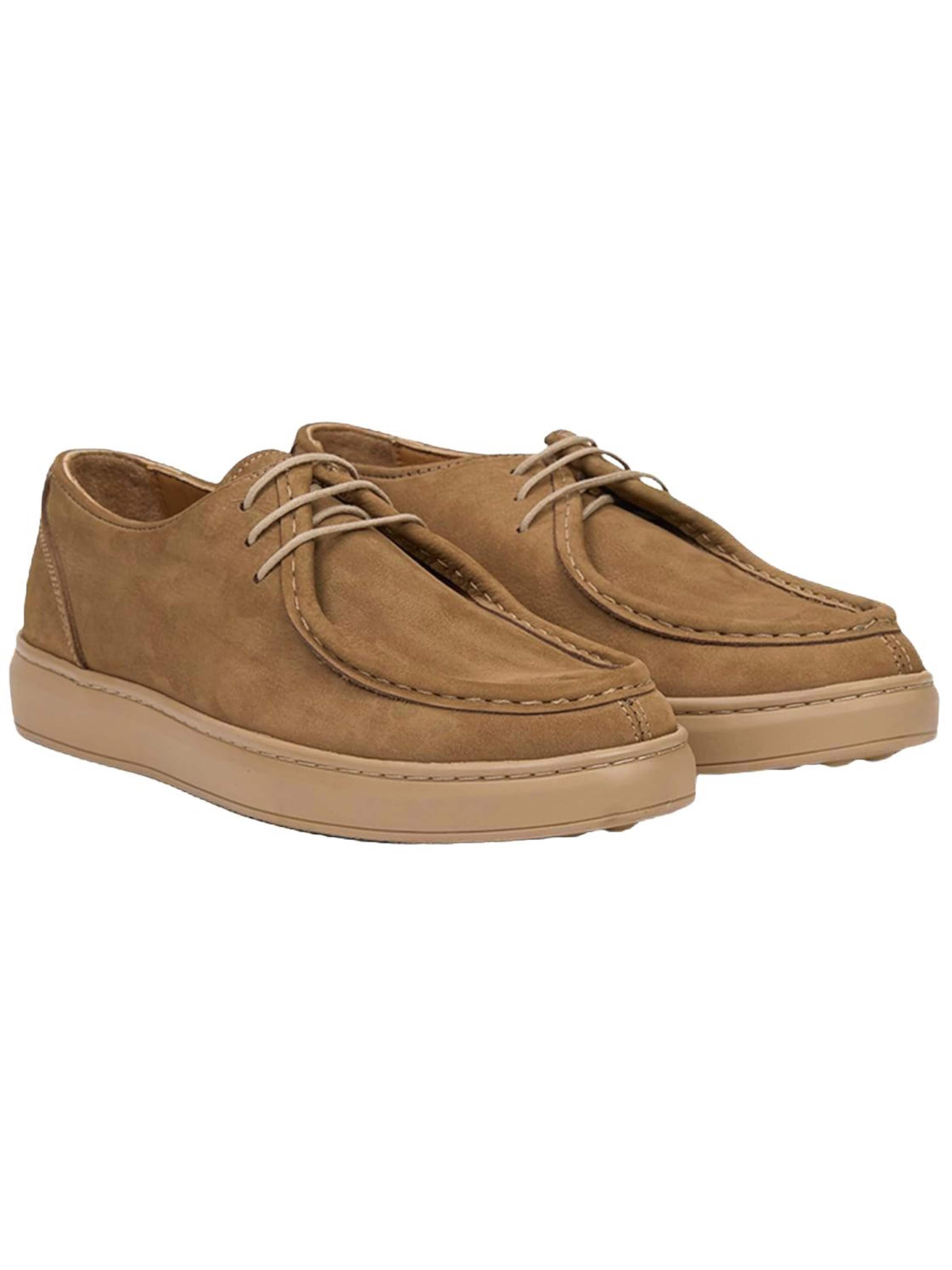 Desa Slip-ons 'DESA Herren-Schnürschuhe aus Nubukleder für den Alltag' in Beige: front