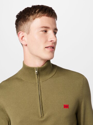 HUGO Red Sweater 'San Quintus' in Green