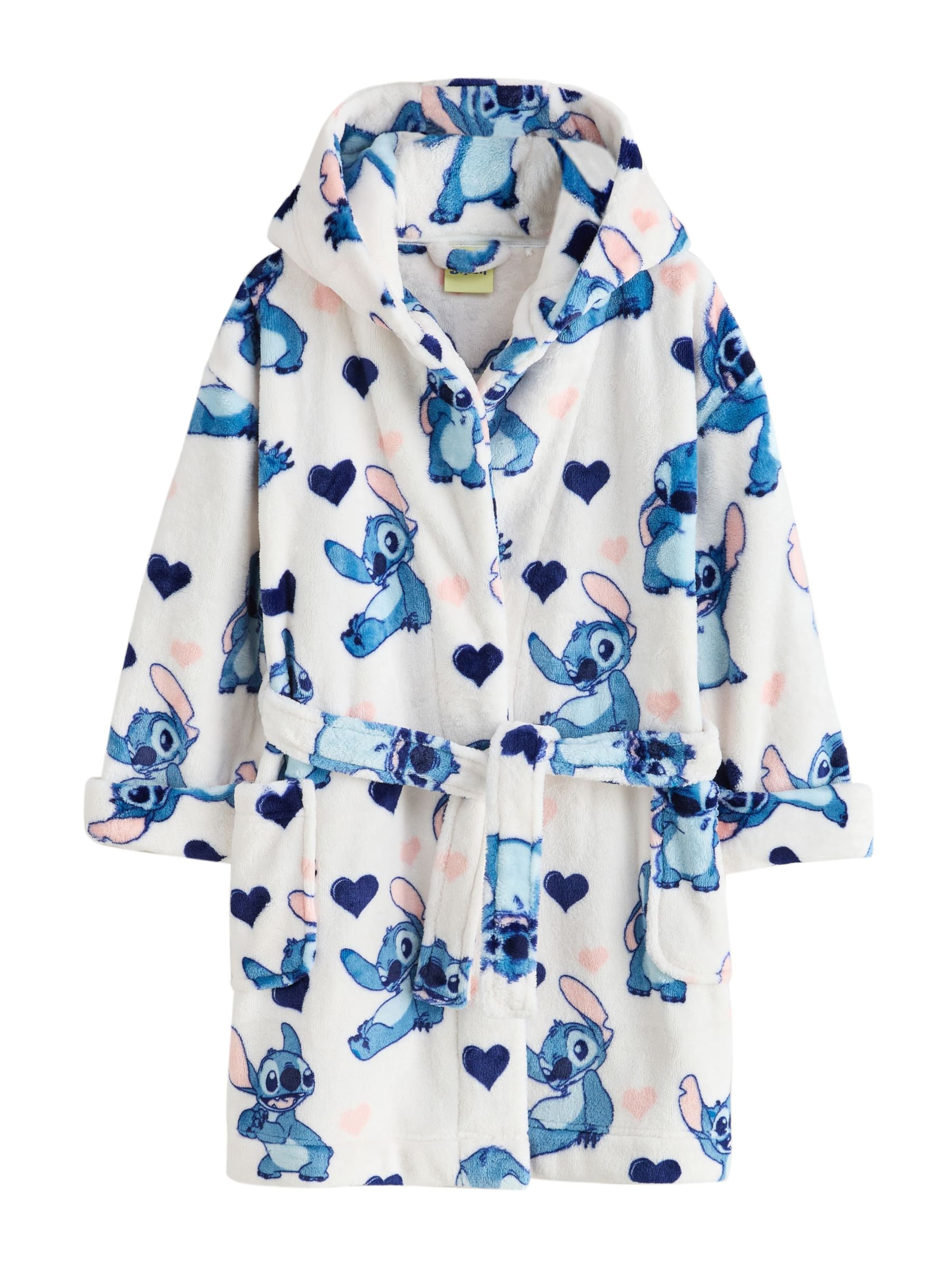 Next Bademantel 'Lilo & Stitch' in 164 in blau / navy / puder / weiß, Produktansicht