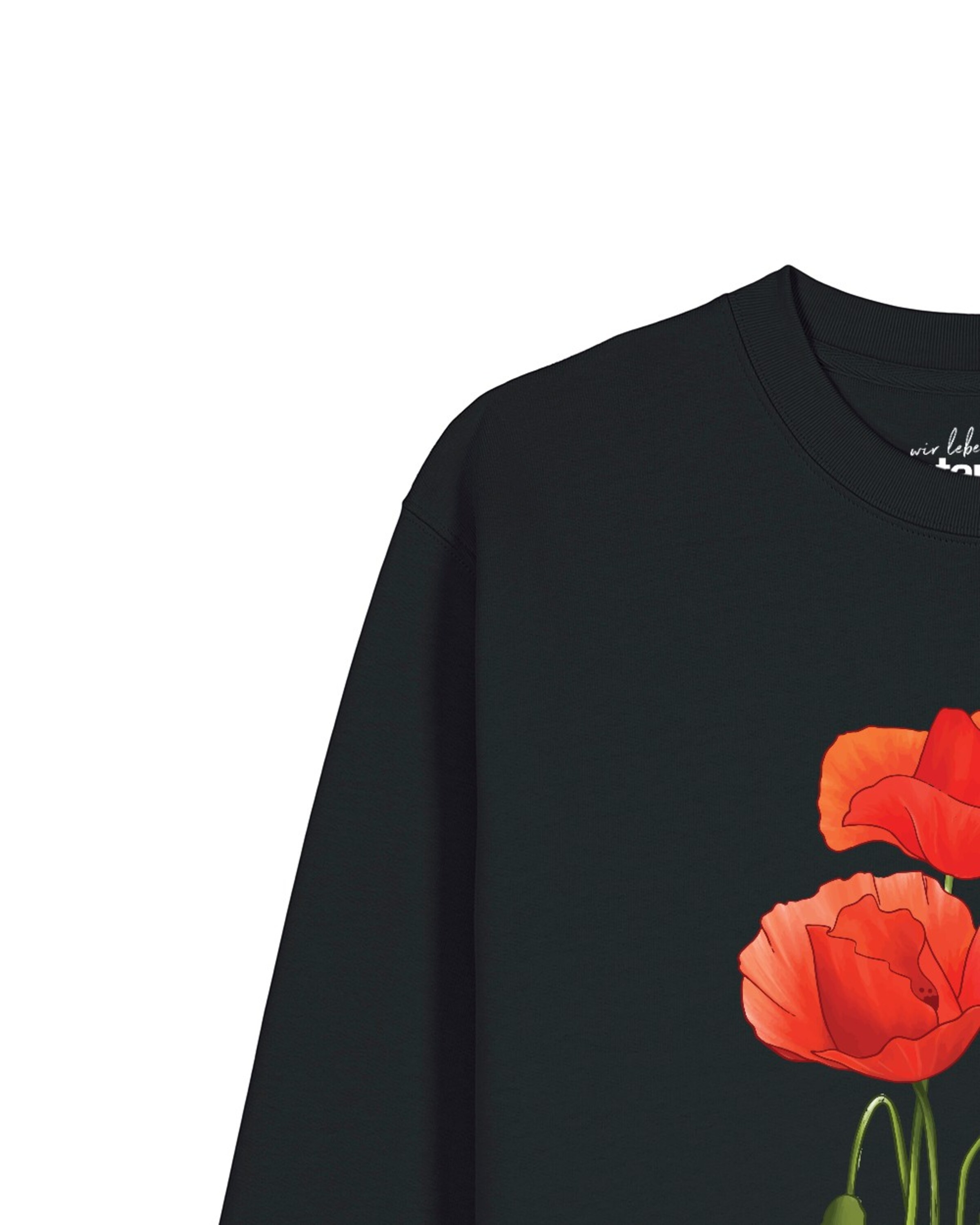 Felpa 'Poppy Flowers' di Watapparel in nero