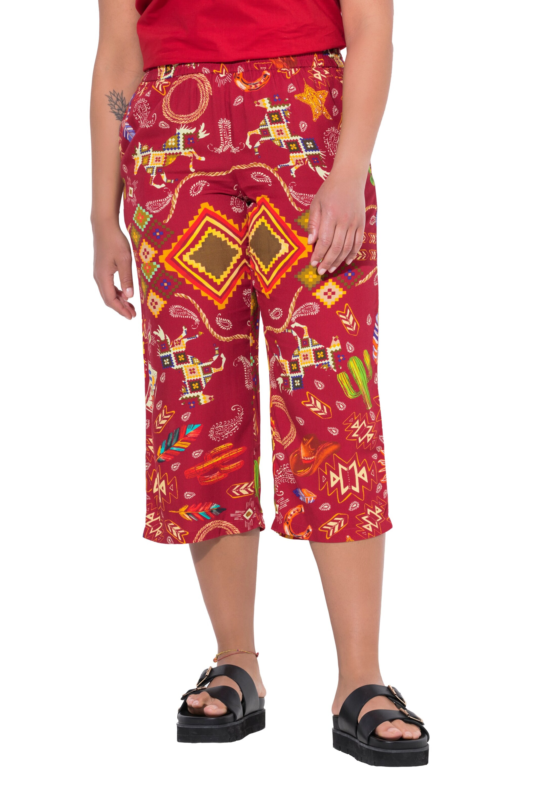 Angel of Style Wide leg Broek in Rood: voorkant