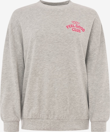 Zwillingsherz Sweatshirt 'FEEL GOOD CLUB' in Grijs: voorkant