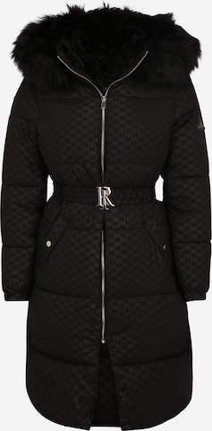 River Island Petite Wintermantel in Zwart: voorkant