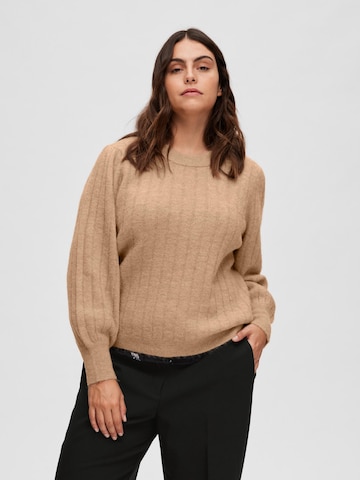 Selected Femme Curve Sweater 'Glowie' in Grey: front