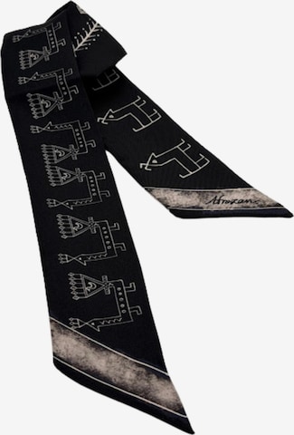 Sciarpa 'Black & White Silk Twilly – Symbolic Motifs' di AFROZAN in nero: frontale