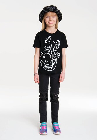 LOGOSHIRT T-Shirt 'Snoopy-Astronaut' in Schwarz