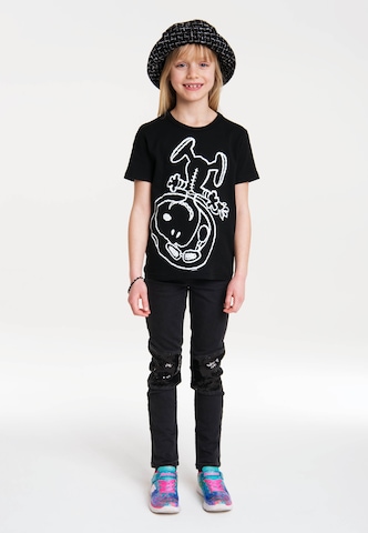 LOGOSHIRT Shirt 'Snoopy-Astronaut' in Black