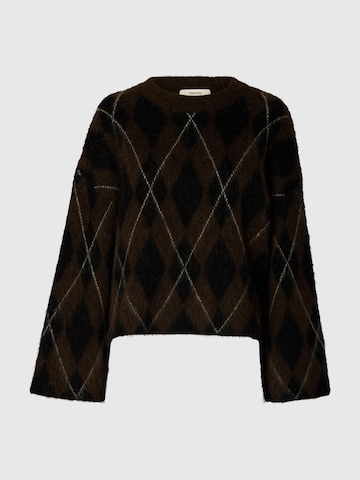 SELECTED Pullover 'Argyle' in Braun
