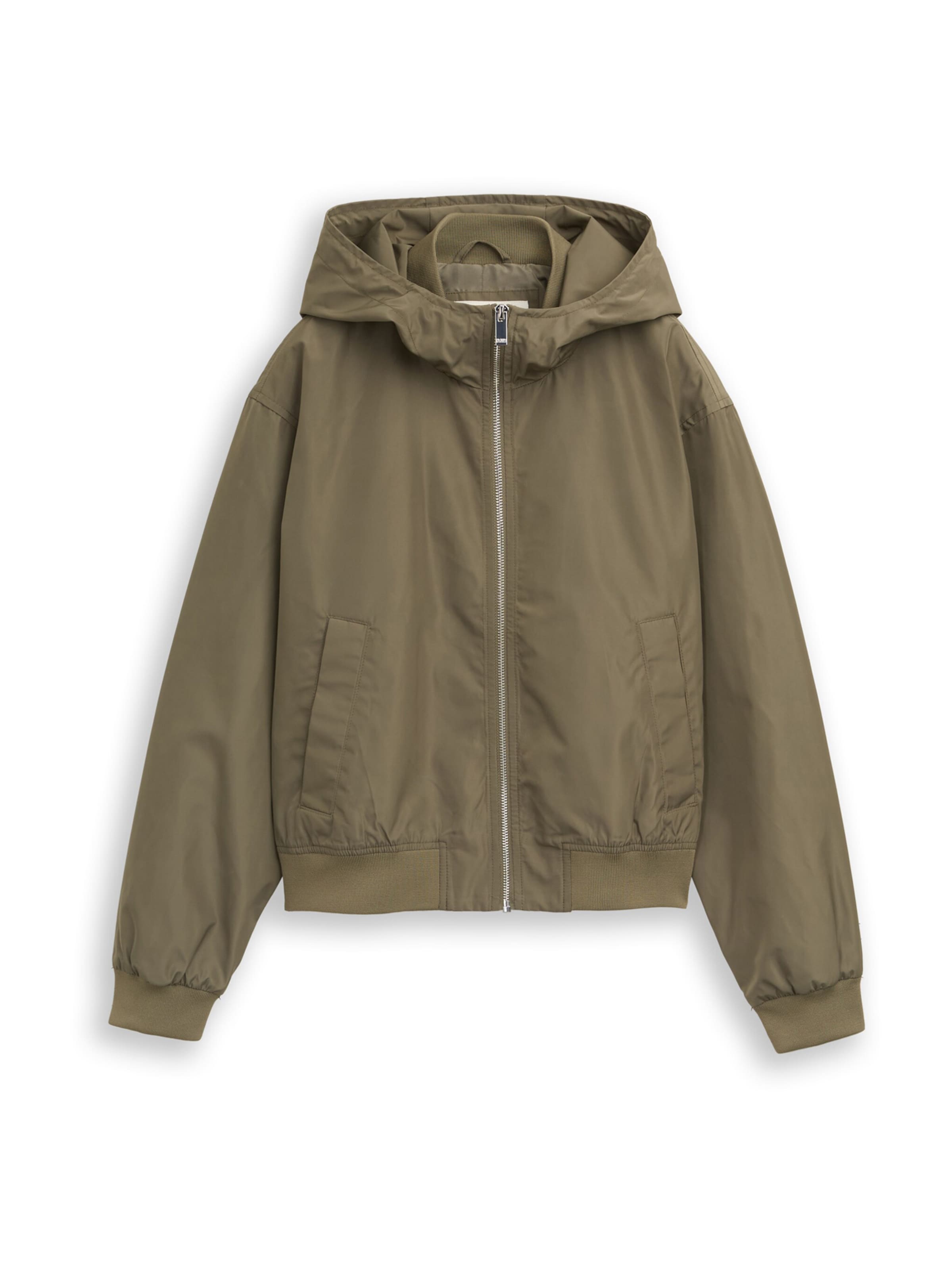 TOM TAILOR DENIM Φθινοπωρινό και ανοιξιάτικο μπουφάν σε πράσινο: μπροστά