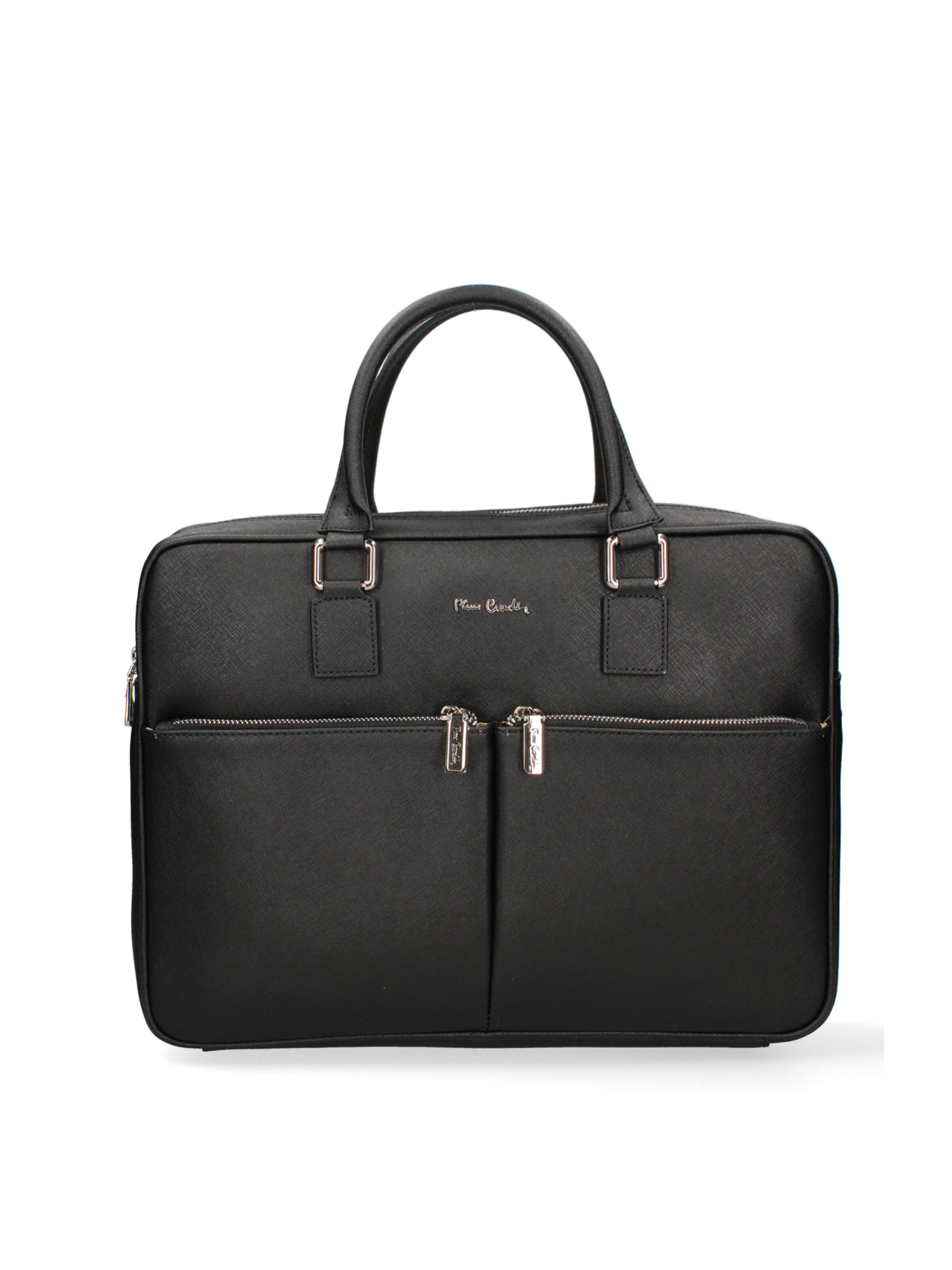Valigetta ventiquattrore 'Borsa da Lavoro Pierre Cardin Vera Pelle con Zip' di PIERRE CARDIN in nero: frontale