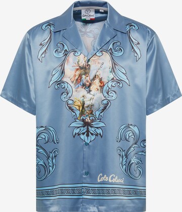 Fit confort Chemise ' di Florio ' Carlo Colucci en bleu : devant