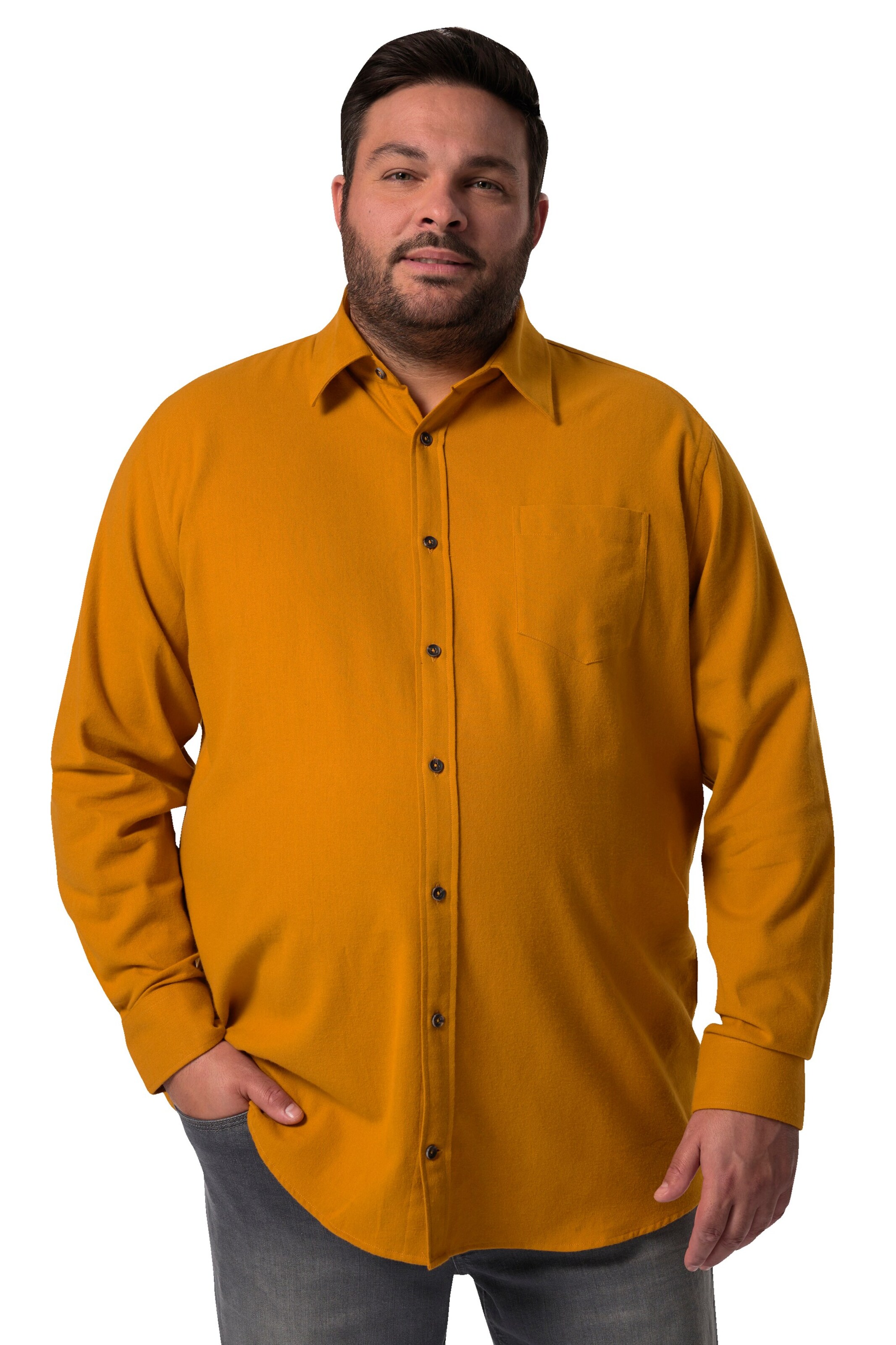 Men Plus Comfort fit Overhemd in Oranje: voorkant