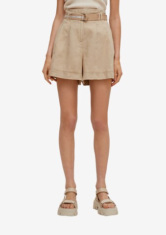 comma casual identity Wide Leg Shorts in Beige: predná strana