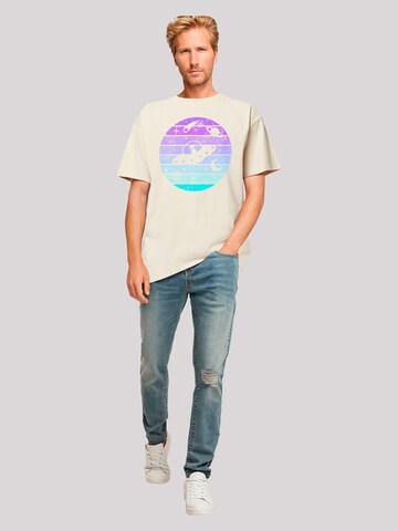 F4NT4STIC Shirt 'Retro Alien Weltraum Sonnenuntergang' in Beige