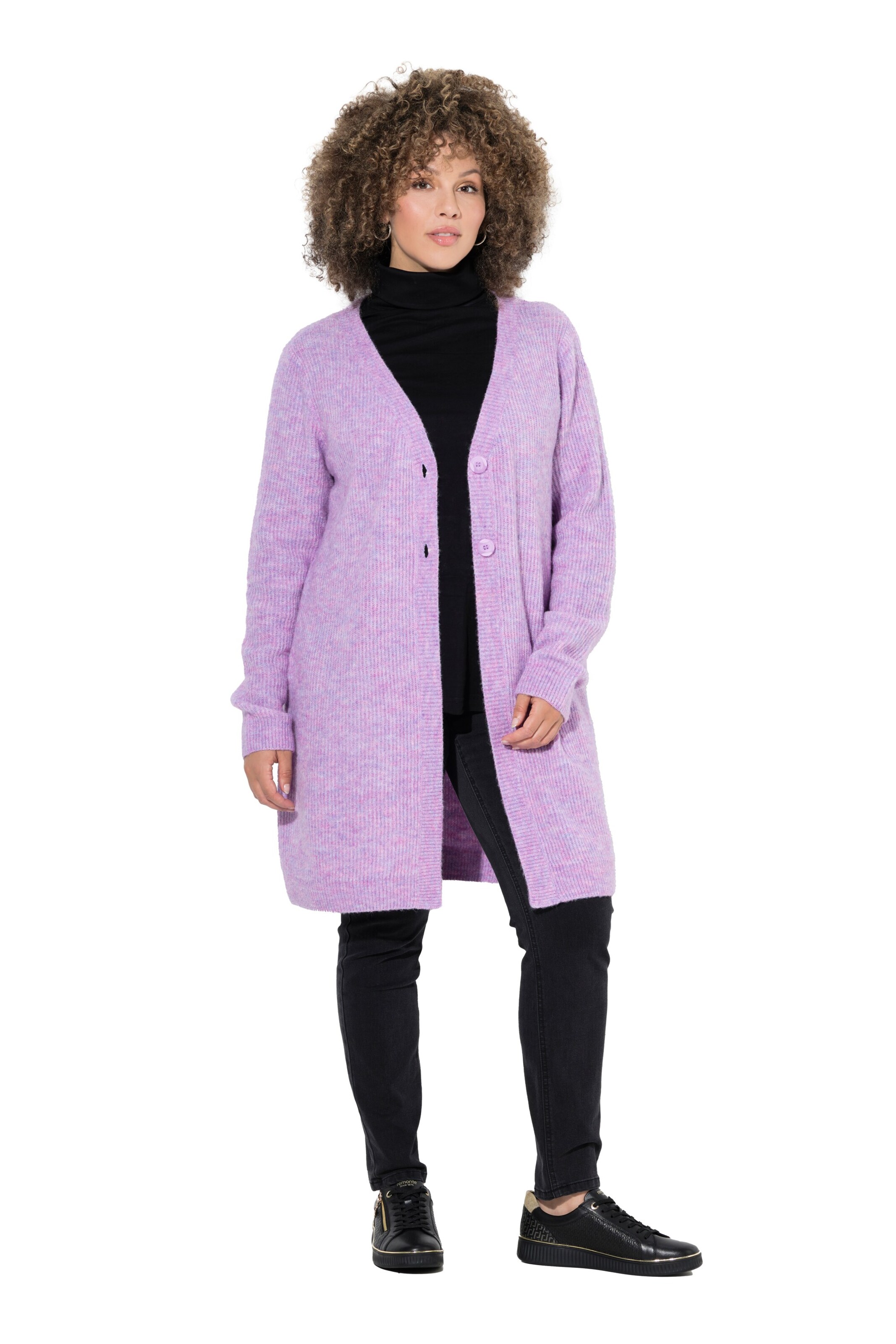 Ulla Popken Knit Cardigan in Purple: front