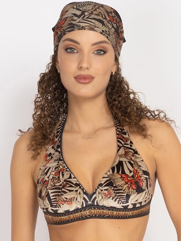 JIORO Triangel Bikinitop 'TRIANGLE VELVET TOP - MIDNIGHT BUTTERFLIES' in Zwart