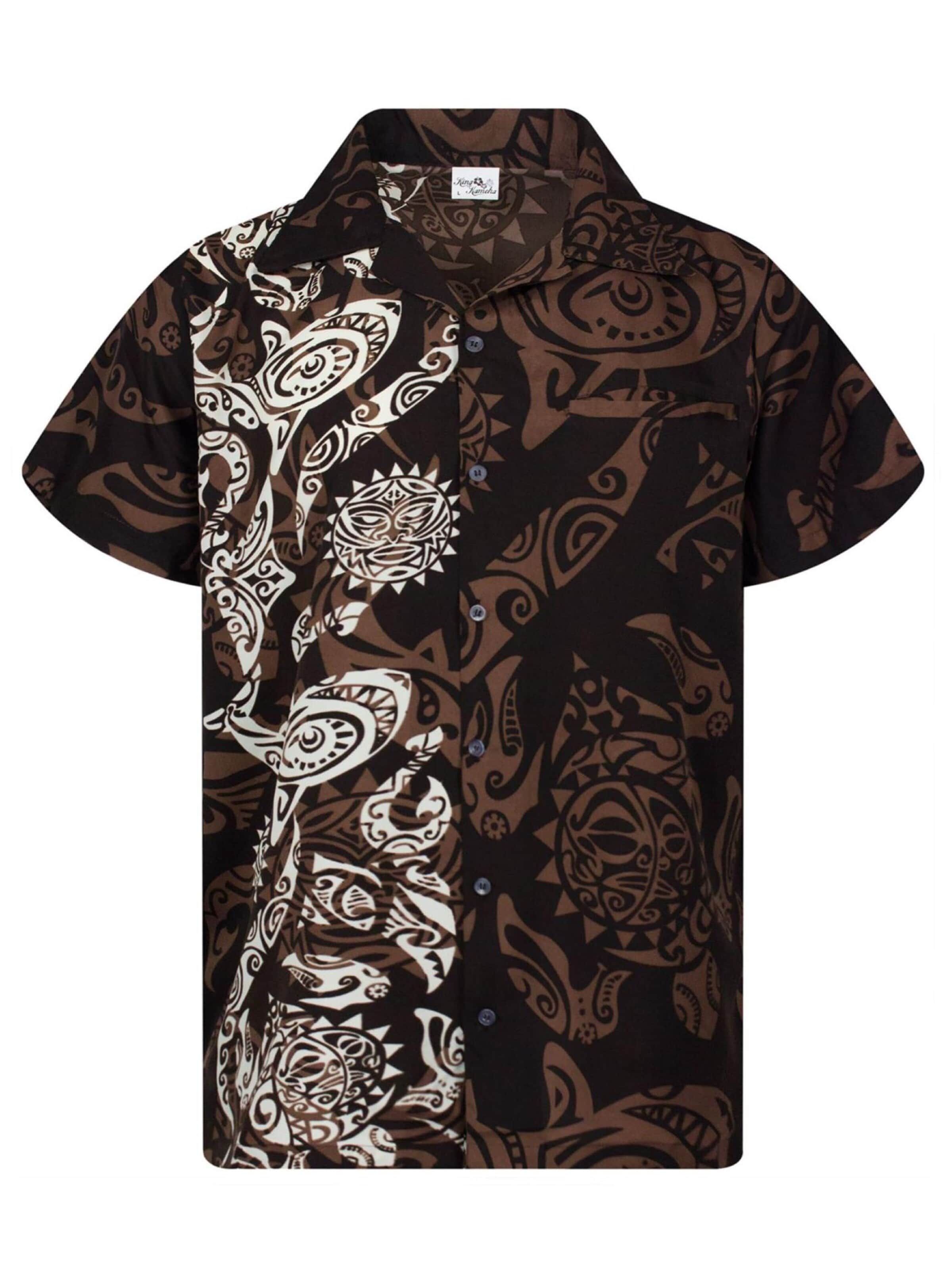 King Kameha Shirt 'Maori Wedding' in Bruin: voorkant