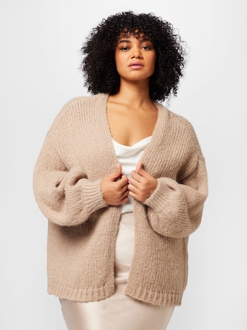 Vero Moda Curve Knit Cardigan 'Maybe' in Beige: front