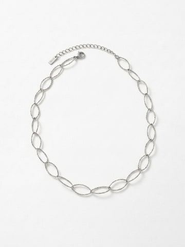 DNSK Copenhagen Ketting 'RAGNA Waterproof Silver Stainless Steel Oval Link Necklace - Structured Finish' in Zilver: voorkant