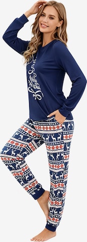 KoJooin Piżama 'Damen Weihnachts-Pyjama-Set Langarm Schlafanzug aus weichem Material mit Jogginghose Komfortable' w kolorze niebieski: przód